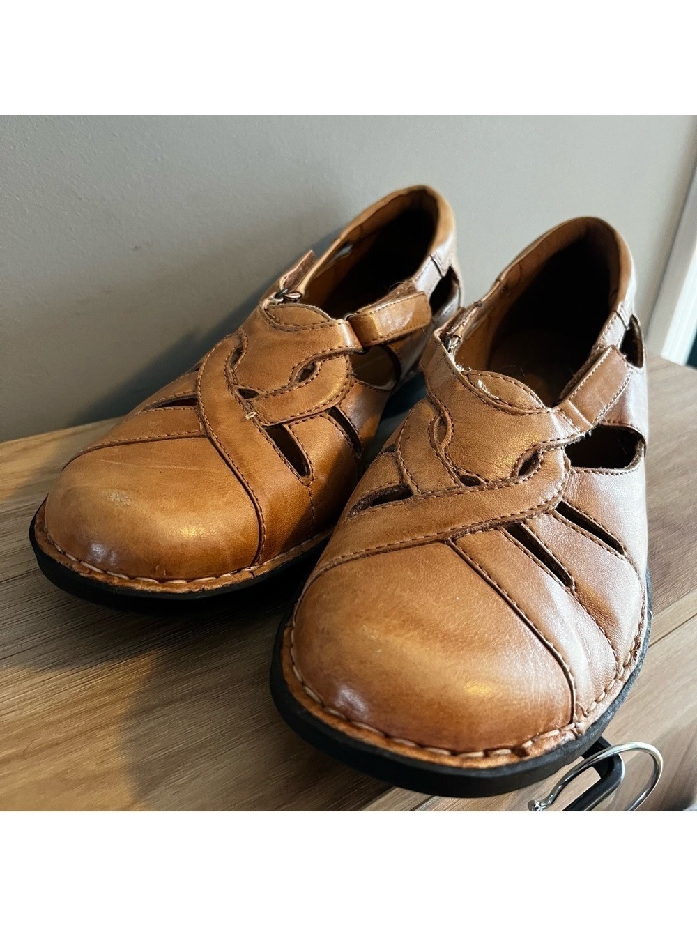 Women's Clarks Bendables Chestnut Leather Mary Jane Loafer Size 9.5